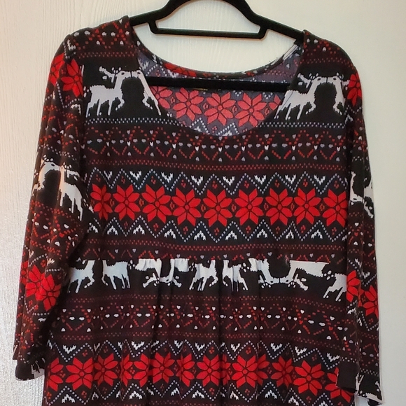 R N B Dresses & Skirts - Festive Long Sleeve Tunic - Red and Black